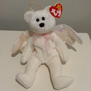 NWT RARE Ty White Angel Bear Plush with Iridescent Wings Beanie Baby WITH ERRORS